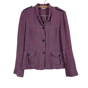 MaxMara Linen Blazer Size 6 womens mauve purple jacket Made in Italy